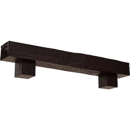 Kit W/ Alamo Corbels, Premium Cherry, 6H  X 10D X 84W Rough Sawn Faux Wood Fireplace ManteL